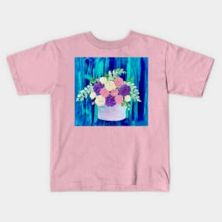 Roses and Hydrangea Flower Arrangement Original Art Painting Kids T-Shirt